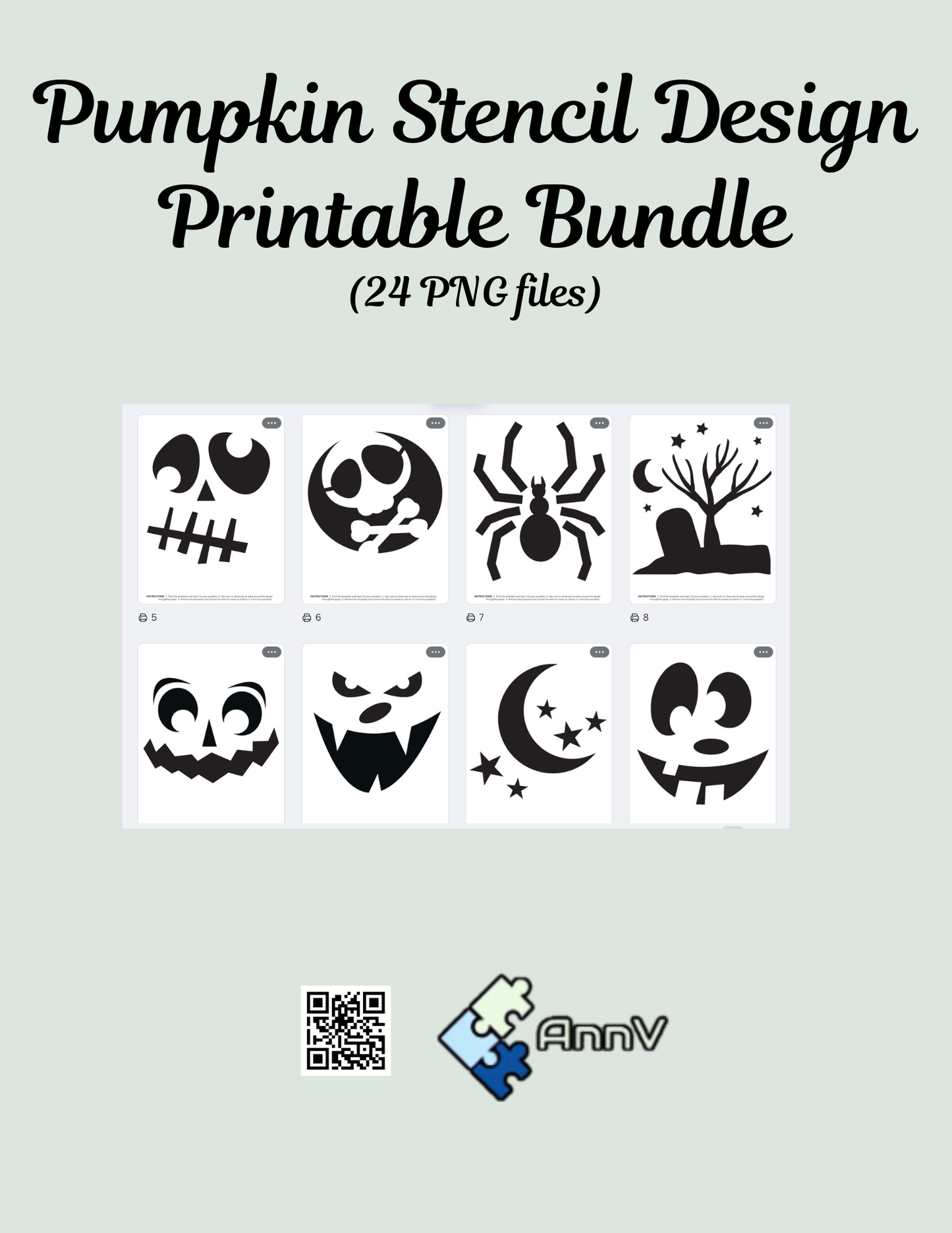 Halloween Pumpkin Stencil Bundle Printable