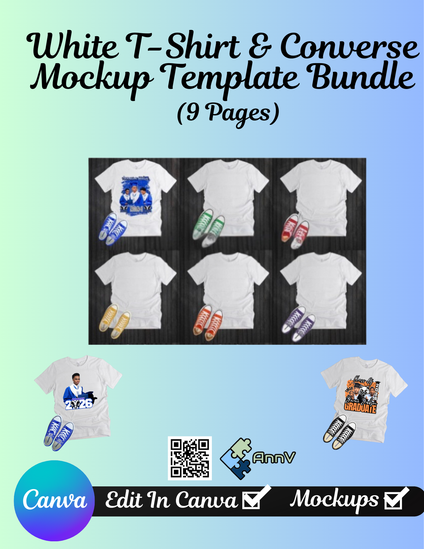 White T-Shirt & Converse Mockup Bundle