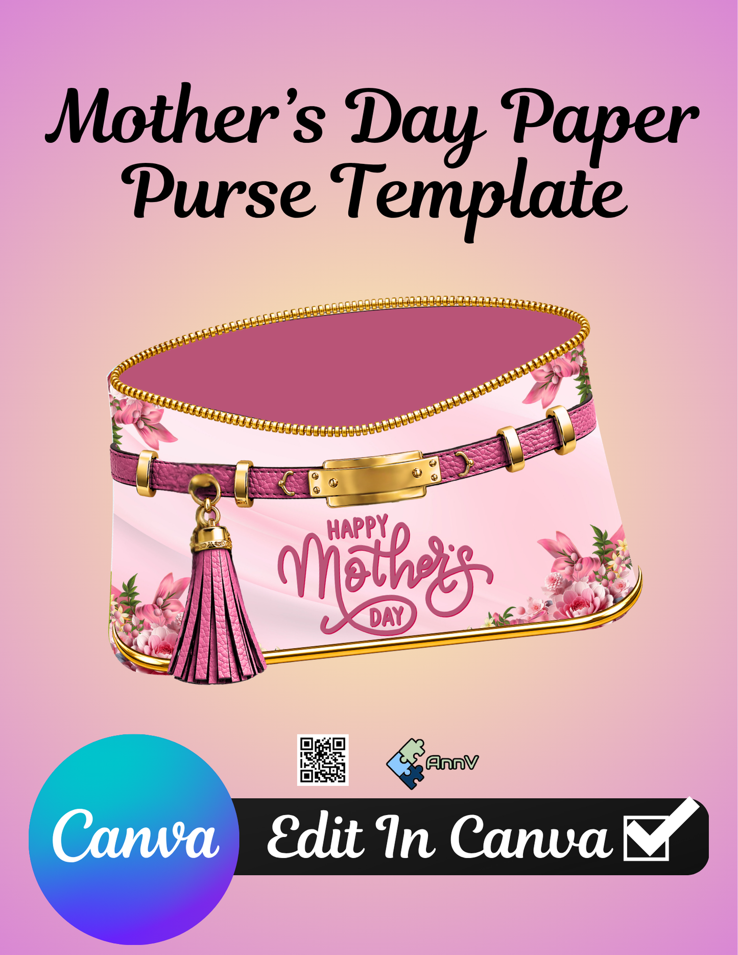 Mother’s Day Paper Purse Template