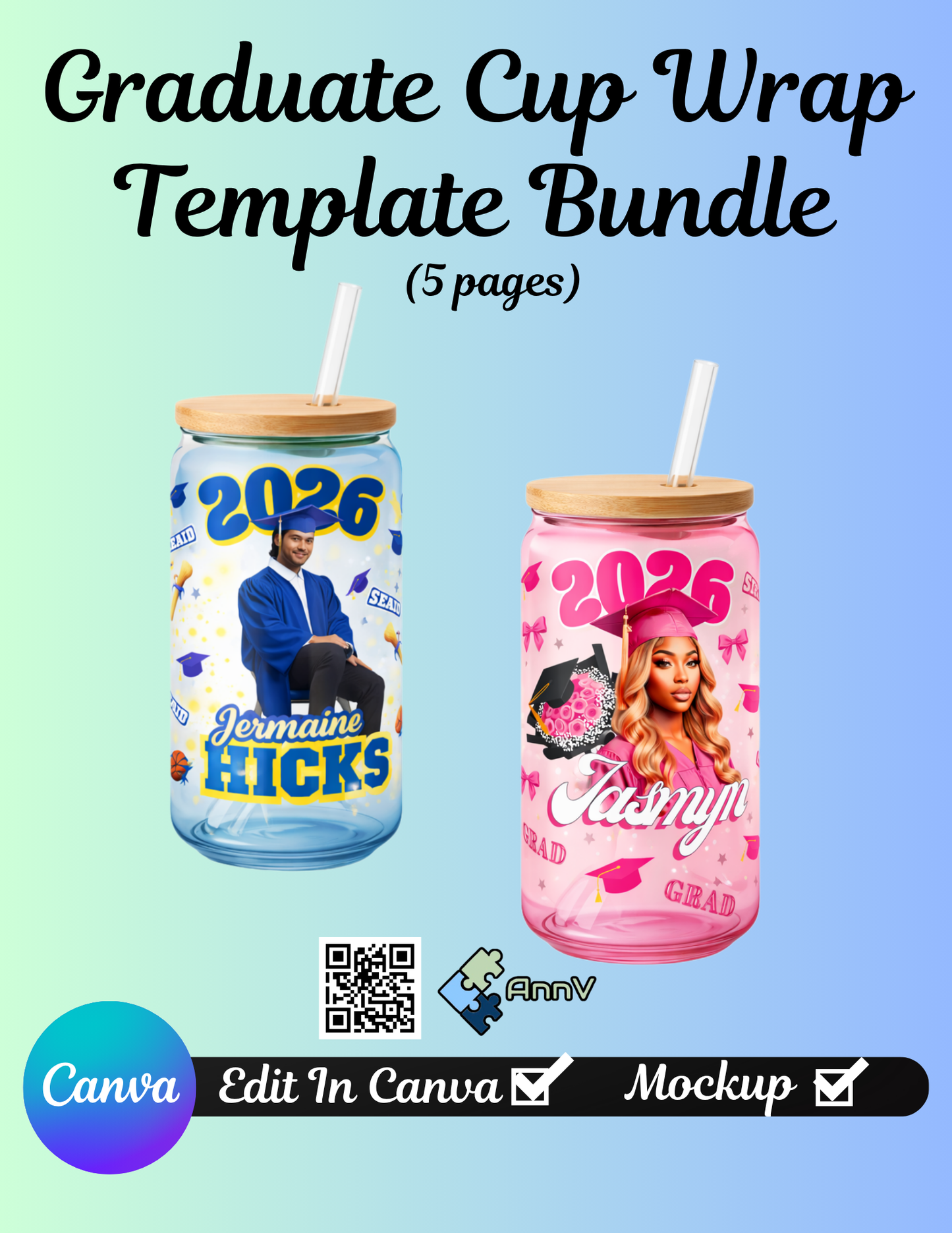 Graduation Cup Wrap Template Bundle