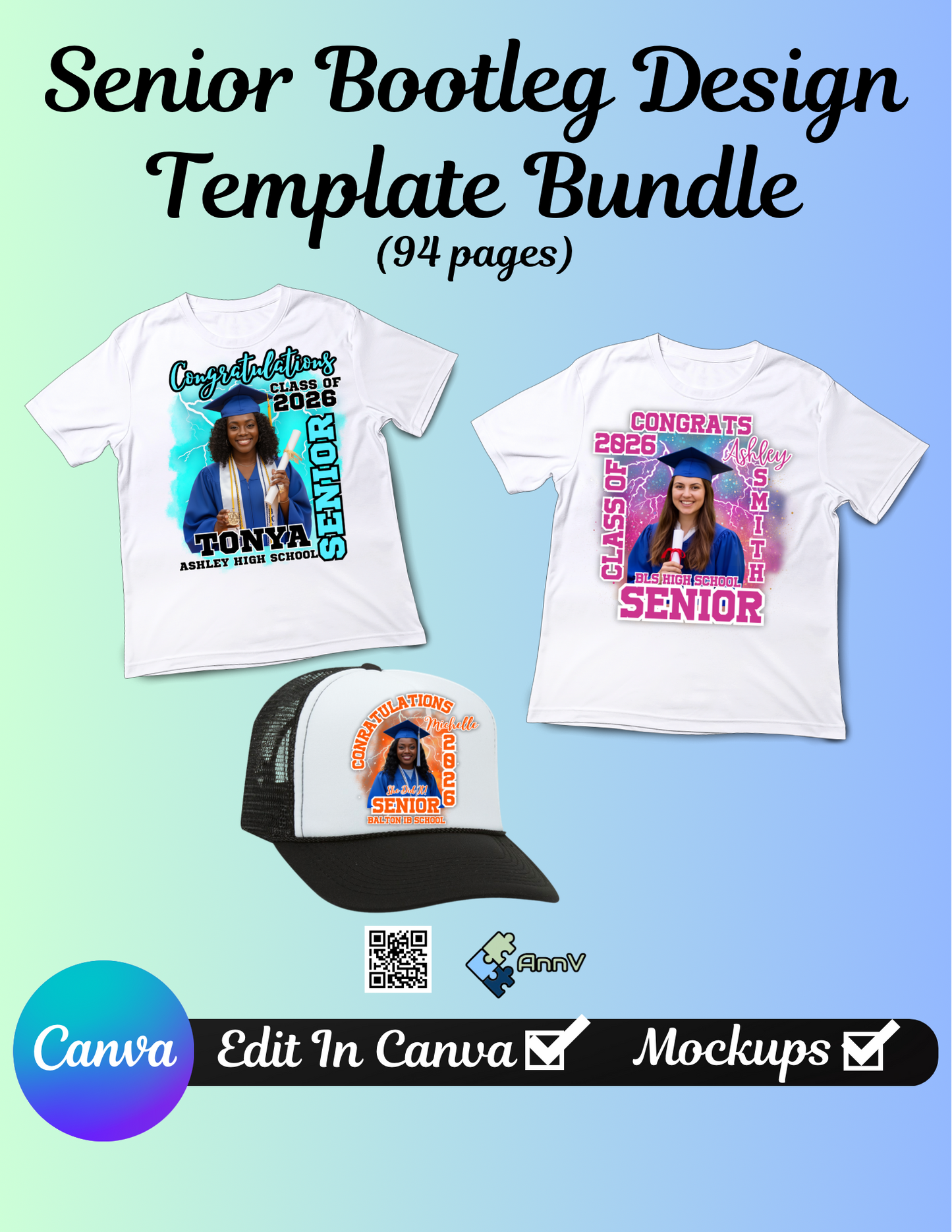 Senior Bootleg Design Template Bundle