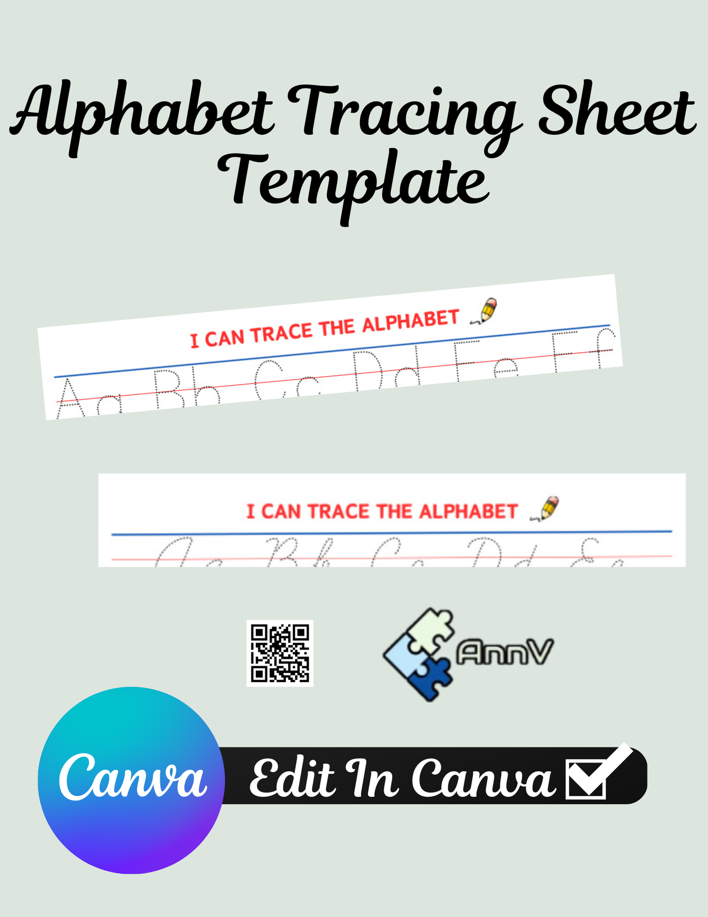 Alphabet Tracing Sheets Template (11x8.5”)