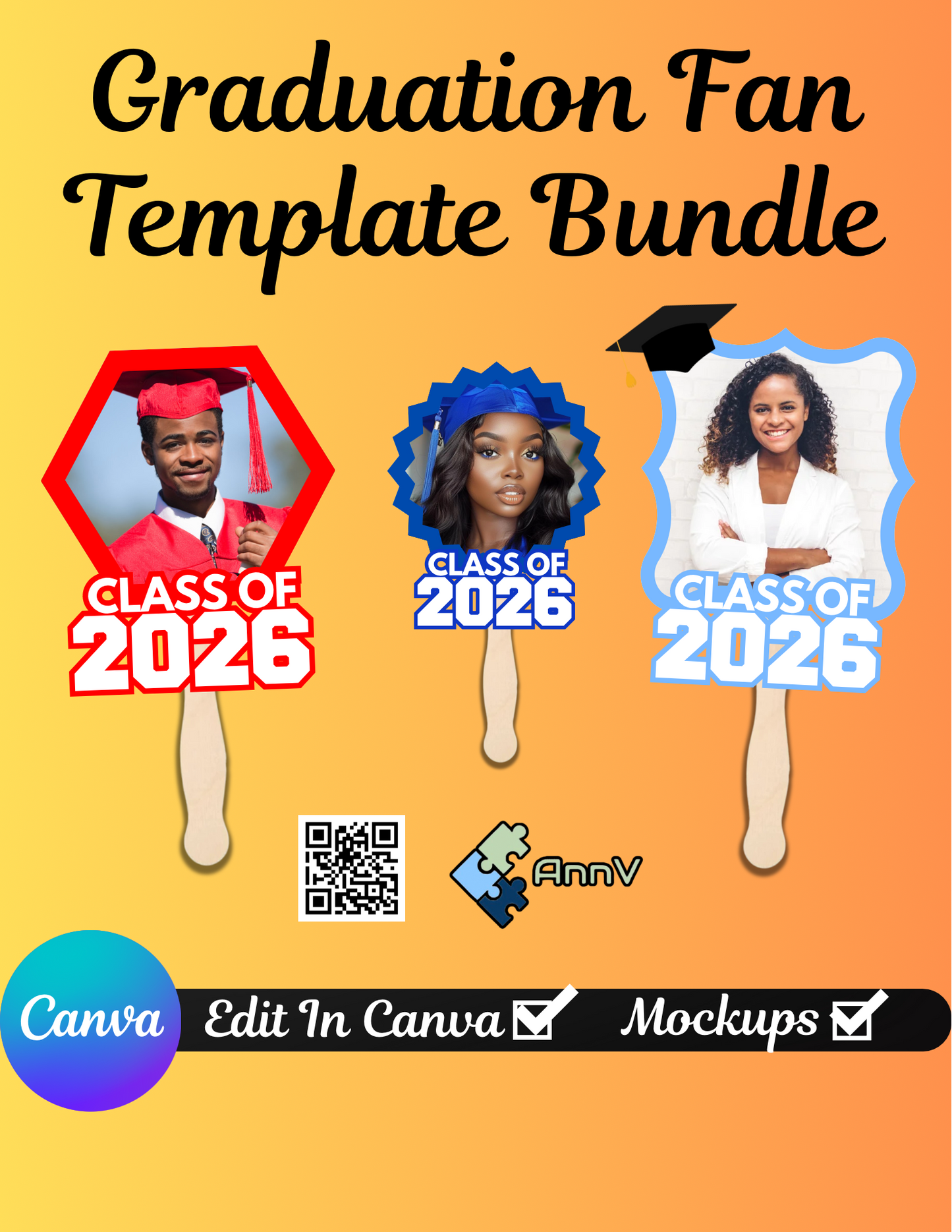 Graduation Fan Template Bundle