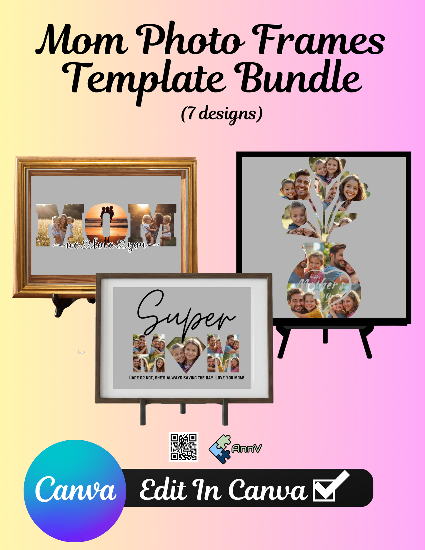 Mother’s Day “Mom” Frames Bundle Template