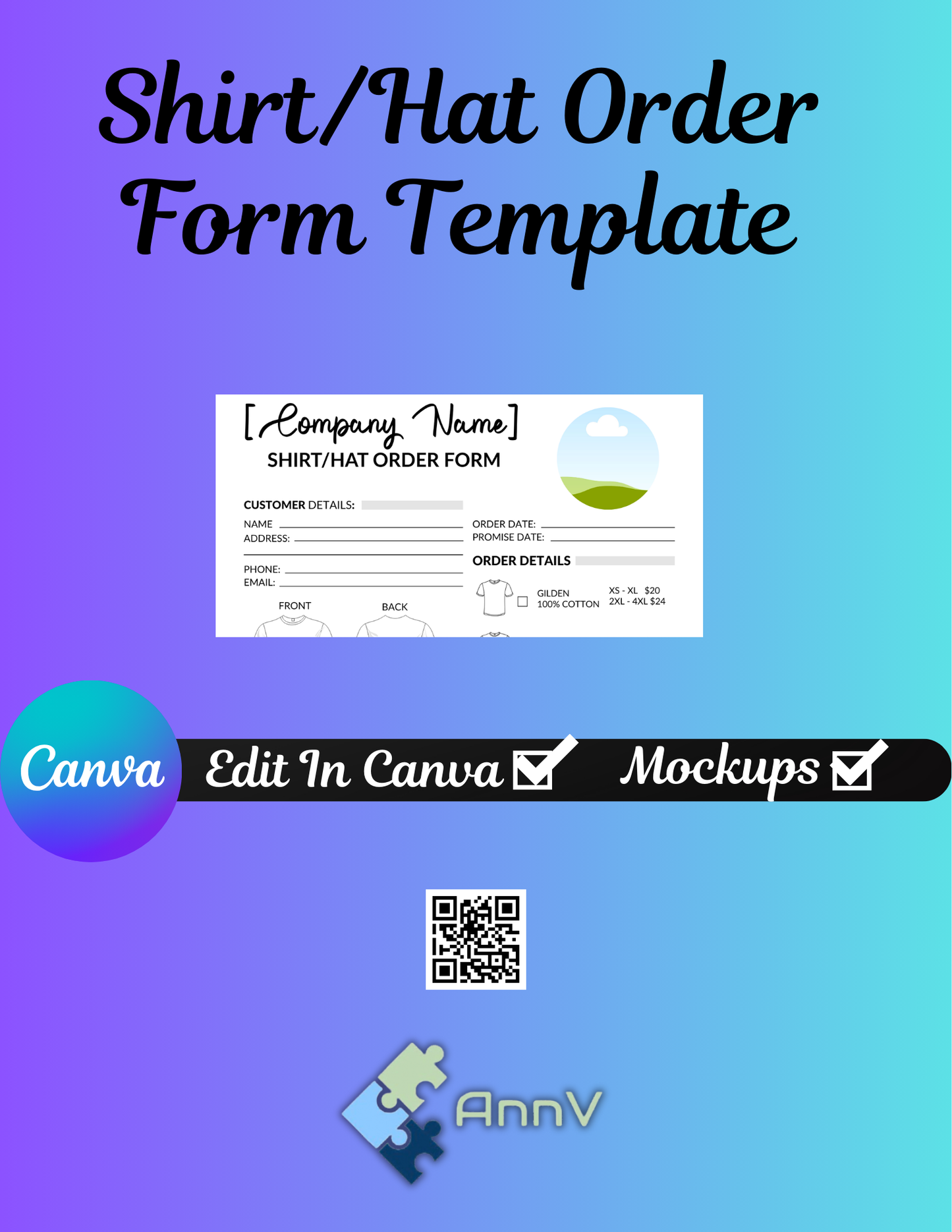 T-Shirt/Hat Order Form Template