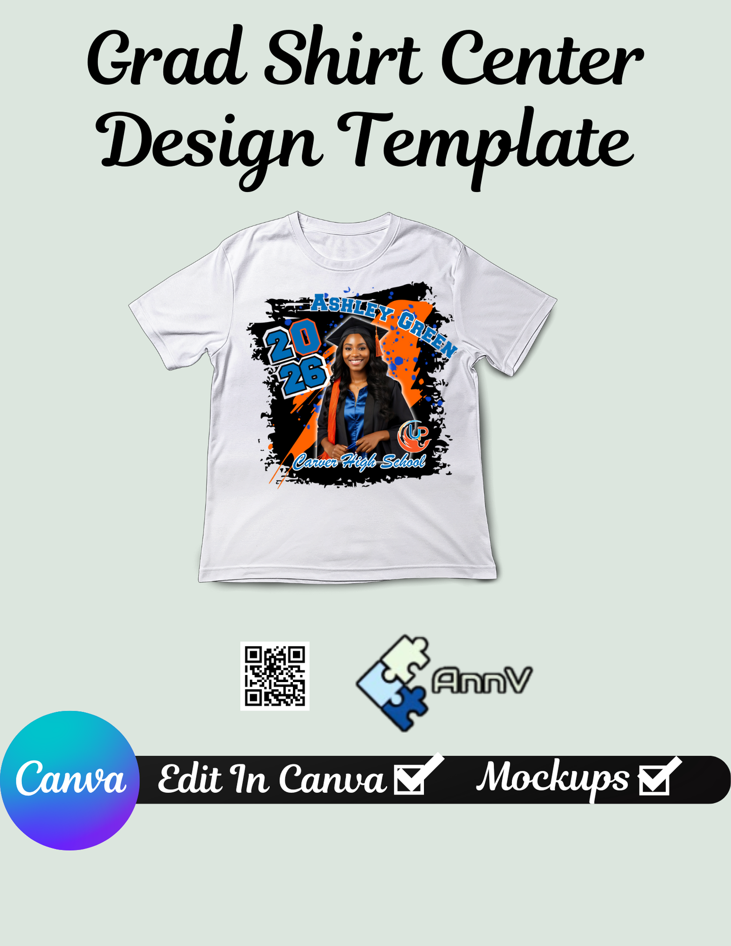Grad T-Shirt Center Design Template