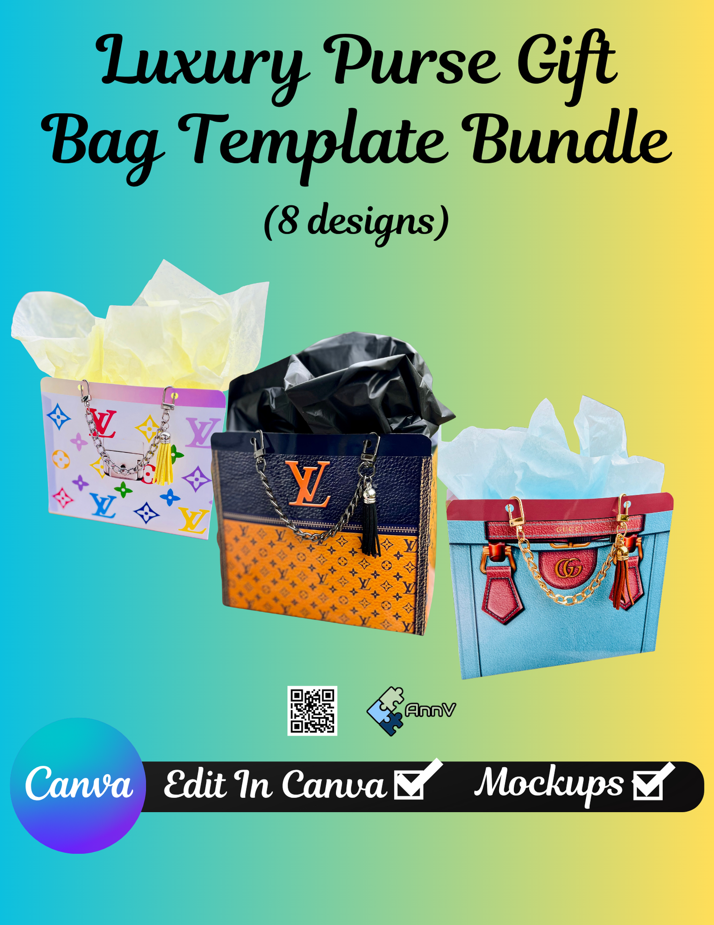 Purse Gift Bag Template Bundle