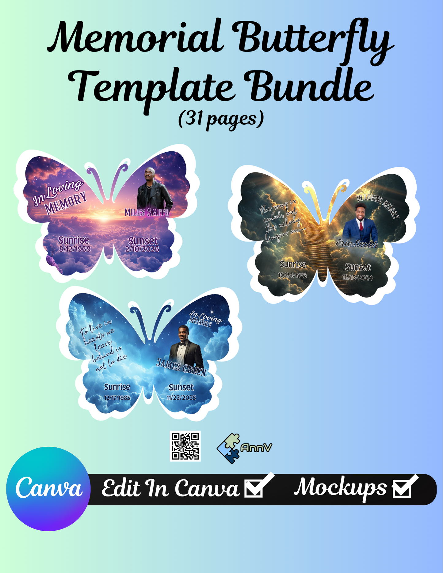 Memorial Butterfly Template Bundle