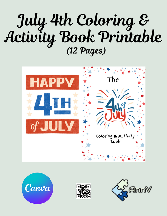 July 4th Coloring & Activity Book Printable (11x8.5”)