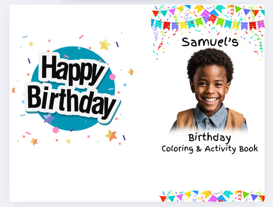 Birthday Party Favor Coloring & Activity Book Template (11x8.5”)