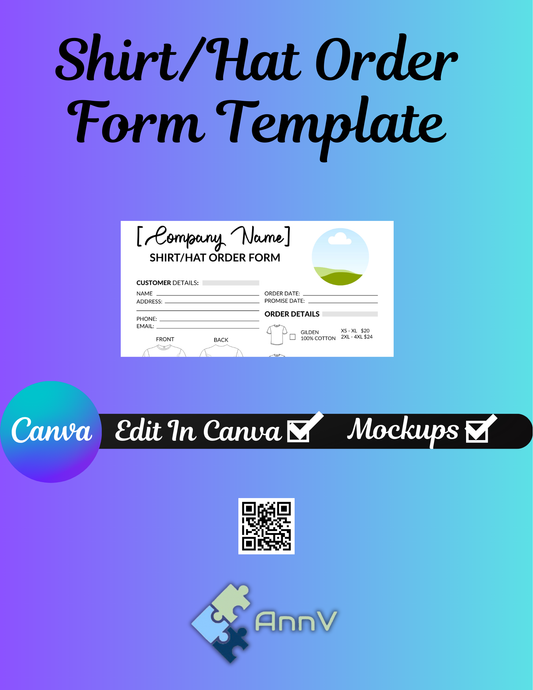 T-Shirt/Hat Order Form Template